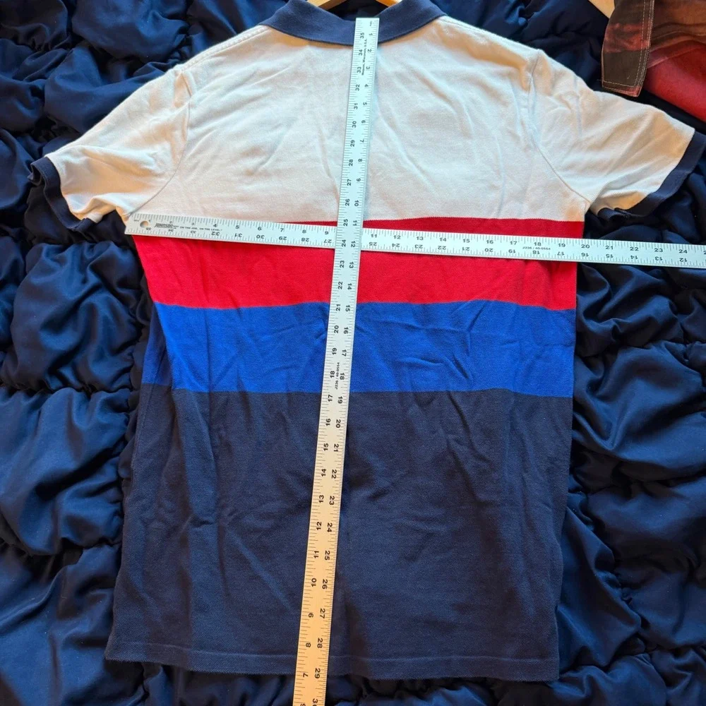 Polo Ralph Lauren Mens Big Pony Colorblock Polo Shirt USA Crest White Red Navy M - Picture 5 of 5